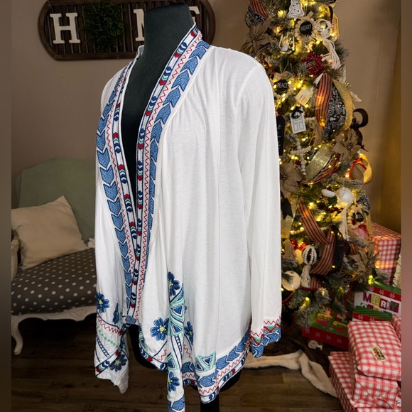 Johnny Was LA • Aztec Embroidered Fly Away Open Drape Cardigan - Picture 5 of 14